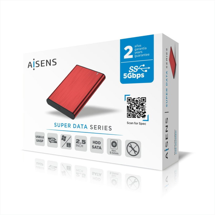 Aisens Caja Externa 2.5 Pulgadas ASE-2525RED Rojo